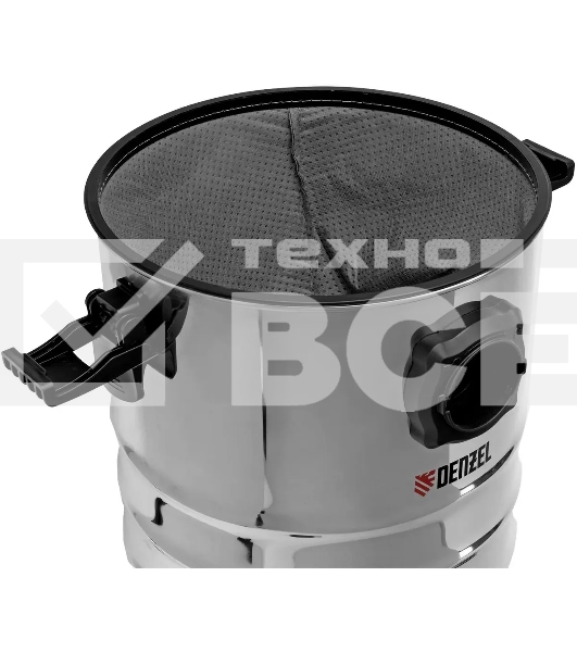 Строительный пылесос Denzel RVC30 серебристый, 1400 Вт, уборка сухая/сбор воды/выдув, пылесборник мешок, 30 л