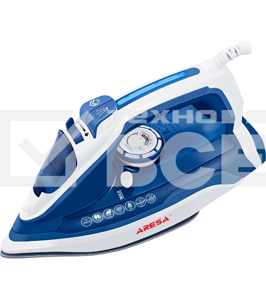 Утюг Aresa AR-3125 синий, 2400 Вт, 40 г/мин, 120 г/мин, 300 мл