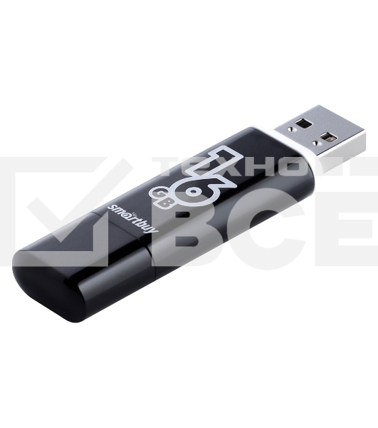 Флешка USB R/W Smartbuy Glossy series Black (SB16GbGS-K), 16Gb, USB 2.0, R/W 25/15, черный