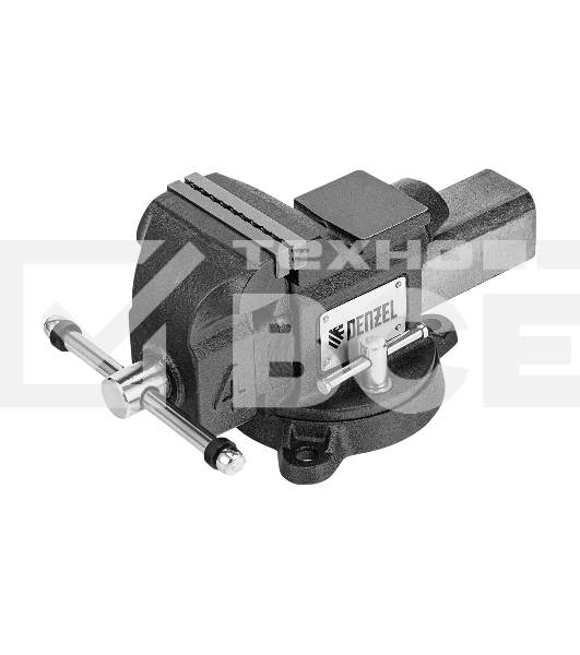 Тиски слесарные Denzel BVH-100 100 мм, поворотные, стальная направляющая, с наковальней