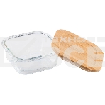 Контейнер LEONORD BAMBU, объем: 500 мл, из жаропрочного стекла с крышкой из бамбука, квадратный (106021), фото 1