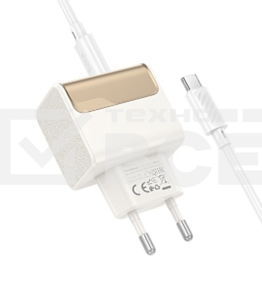 Сетевое зарядное устройство HOCO CS71Aaa 1USB+1Type-C 3.0A PD 20W+QC3.0 для Type-C Type-C, 1м, белый