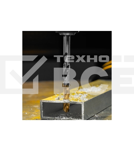 Сверло спиральное по металлу Denzel 9 x 125мм, Р6М5, Golden Tip, многогранная заточка