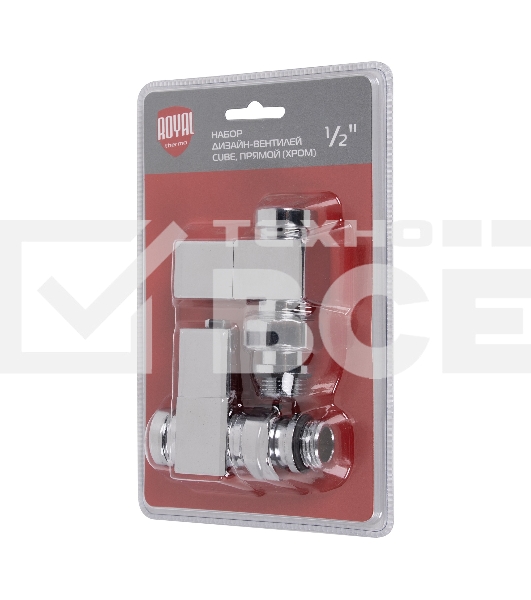 Набор дизайн-вентилей, CUBE, прямой (хром) 1/2