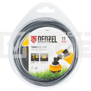 Леска для триммера Denzel армированная алюминием квадратная, 2,4мм х 15м, блистер ALUFLEX