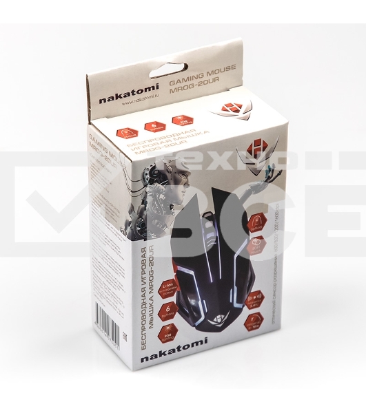 Мышь беспроводная Nakatomi MROG-20UR черный, 2400 dpi, радиоканал, USB, кнопки - 6