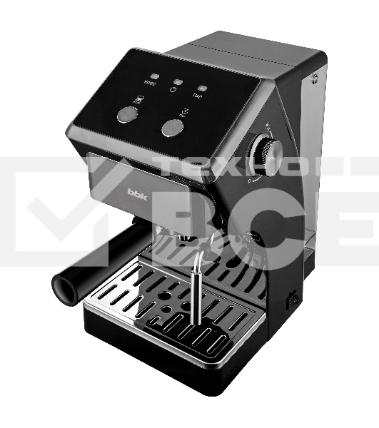 Кофеварка рожковая BBK BCM1503 черный/серый, исп. кофе - молотый, 1.5 л, 1050 Вт, 15 Бар