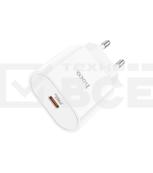 Блок питания (сетевой адаптер) HOCO C94A Metro 1xUSB-C с кабелем Type-C-Type-C, 3.0A, 20W, белый