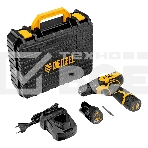 Дрель-шуруповерт Denzel CDQ-12, Аккумуляторная, 12В, 2 АКБ, Кейс, фото3