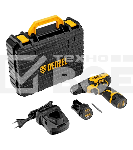 Дрель-шуруповерт Denzel CDQ-12, Аккумуляторная, 12В, 2 АКБ, Кейс