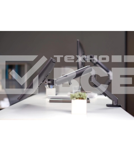 Кронштейн для мониторов Ultramounts UM734BL серый/черный 17'-27' макс.7кг крепление к столешнице поворот и наклон