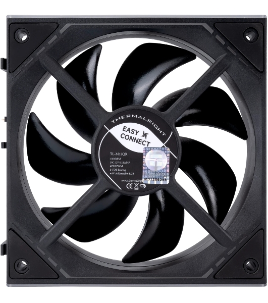 Кулер для корпуса Thermalright TL-M12QR Reverse (124x120x25mm, 4-pin PWM, ARGB, 47.6CFM, 23.2dBA, 1500RPM, черный)