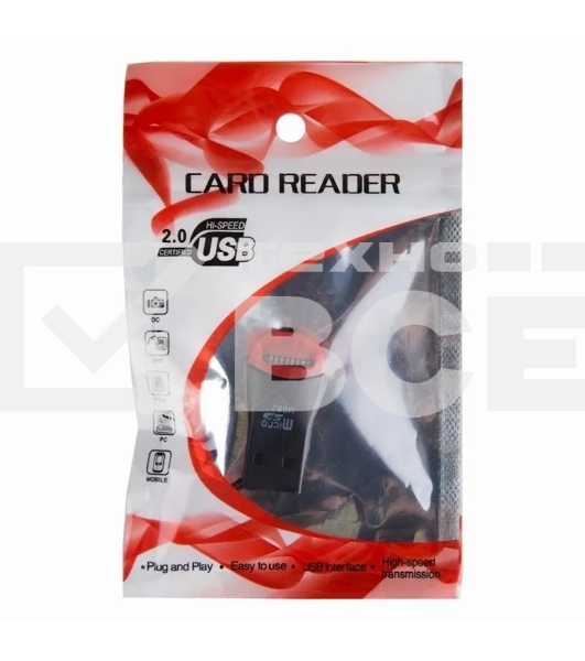 Кард-ридер Rexant 18-4110/черный-красный/SD/microSD/microSDHC/USB 2.0/пластик