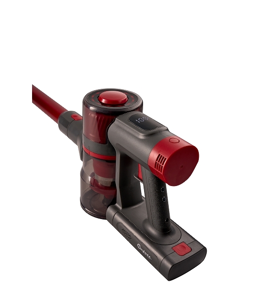 Пылесос вертикальный Bufett MVC 387A черный/красный, питание от аккумулятора, 250 Вт, уборка сухая, пылесборник 0.6 л
