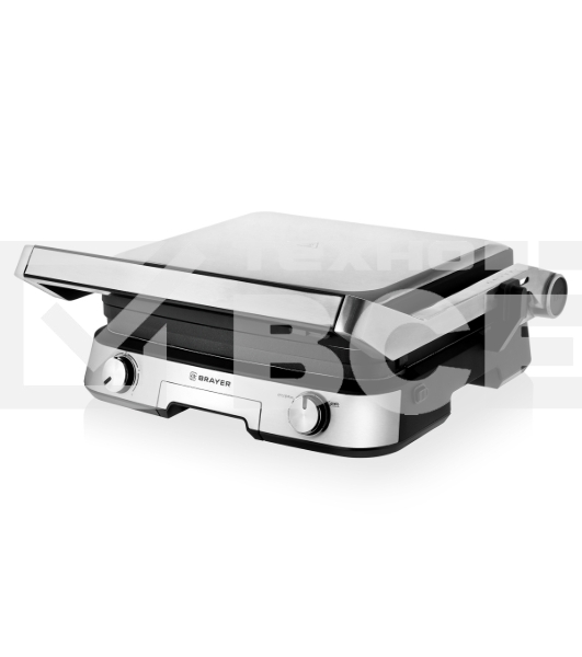 Гриль-пресс BRAYER BR2001, 2000 Вт, съем двухс., 31*26 см, регул высот,  мет корп., поддон, 180
