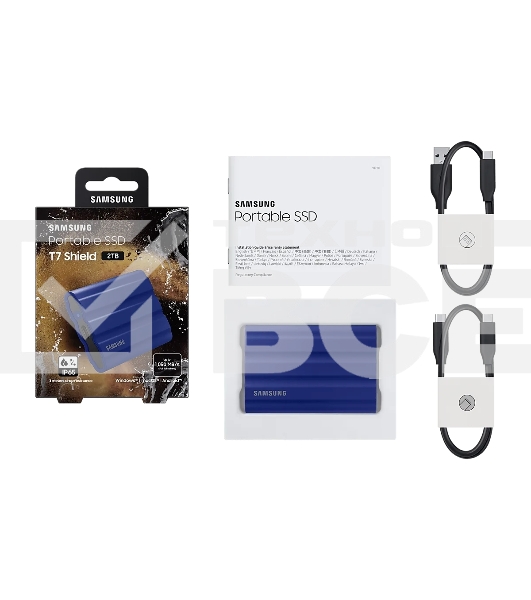 Накопитель SSD Samsung T7 Shield MU-PE1T0R/WW, USB3.2, 1ТБ, синий