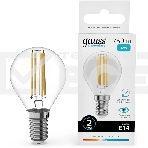 Лампа филам. Gauss Filament 12Вт цок.:E14 шар св.свеч.бел.нейт. (упак.:10шт) (52122), фото 1