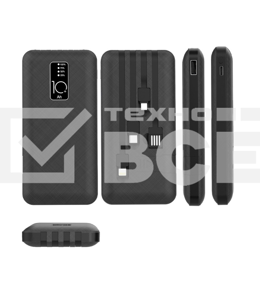 Портативное зарядное устройство Rexant Power Bank (аккумуляторная батарея) 10000 mAh, черное