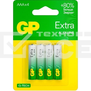 Батарея GP Extra Alkaline 24AXA21-2CRSBC4 AAA (4шт) блистер