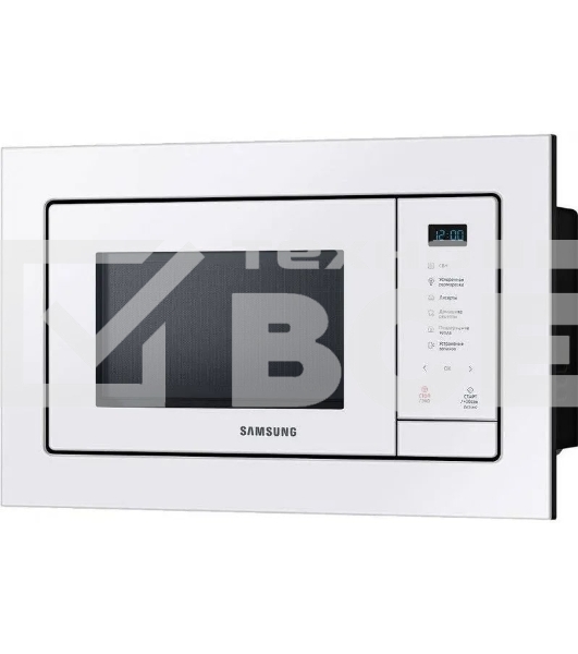 Микроволновая печь встраиваемая Samsung MS23A7118AW/BW белый, 23 л, 800 Вт, переключатели - сенсор