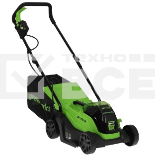 Газонокосилка аккумуляторная GreenWorks GD24LM33k2, 24v, 33 см, 1хАКБ 2Ач и ЗУ  (2516107UA)