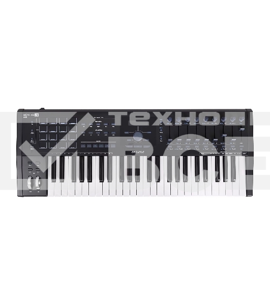 Клавиатура MIDI [230621] Arturia [KeyLab mkII 49 Black] 49 клавиш, чувствительных к силе нажатия с послекасанием, 16 пэдов с RGB-подсветкой, 9 фейдеров, 9 поворотных регуляторов, входы для педалей экспрессии и сустейна, 4 выхода CV/Gate, MIDI, USB