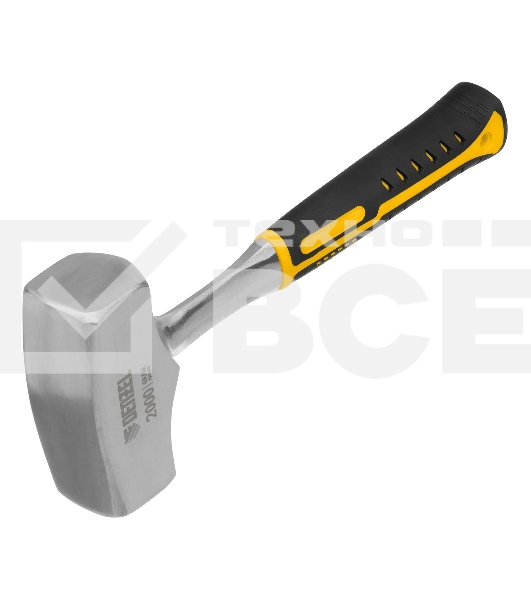 Кувалда Denzel 2 кг, цельнометаллическая, двухкомпонентная рукоятка