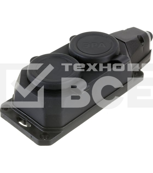 Колодка каучуковая ЭРА с/з 2 гн 16A IP44 черная (12/120/720)