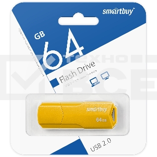 Флешка USB Smartbuy CLUE Yellow (SB64GbCLU-Y), 64Gb, USB 2.0, R/W 70/25, желтый