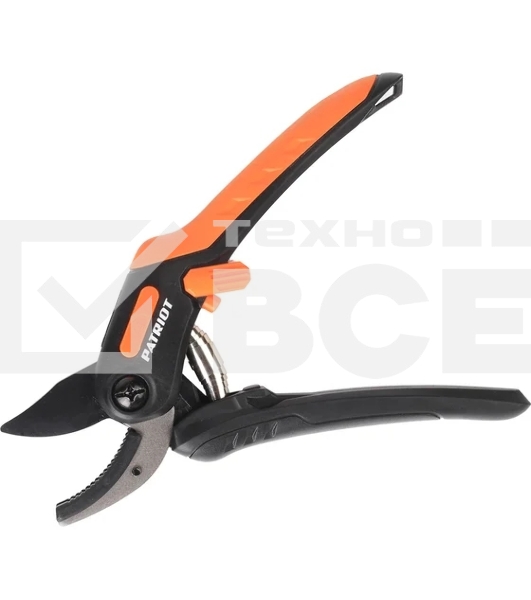 Секатор PATRIOT PAP-200,контактный,наковаленка (сталь 65Mn),лезвие (япон.сталь SK5),рукоятки PP+TPR,фиксатор лезвий,пружин.привод,200 мм