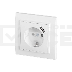 Розетка EKF Минск ERR16-028-100-USB 1-местная СП с/з с защитными шторками 16А белая с USB 1А, фото2