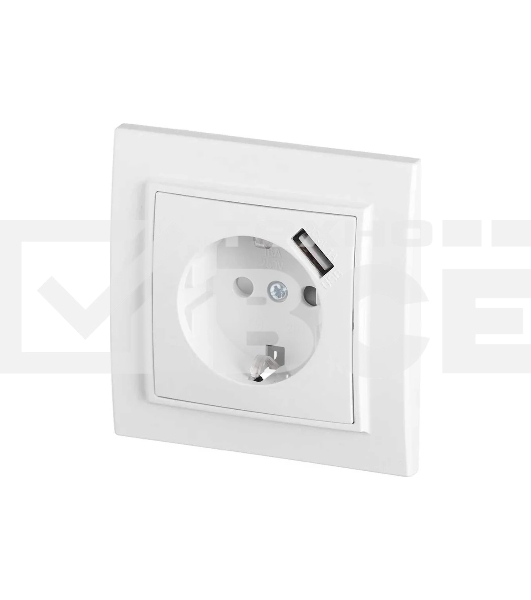 Розетка EKF Минск ERR16-028-100-USB 1-местная СП с/з с защитными шторками 16А белая с USB 1А