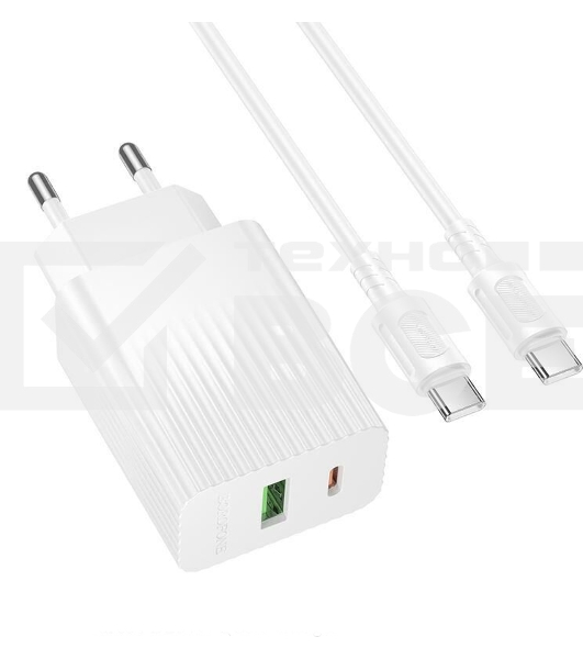 Сетевое зарядное устройство BOROFONE (6941991122804) BAS74Aaa 1USB+1Type-C 3.0A QC3.0 PD20W для Type-C Type-C, белый