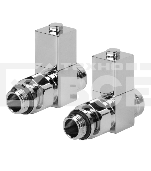 Набор дизайн-вентилей, CUBE, прямой (хром) 1/2