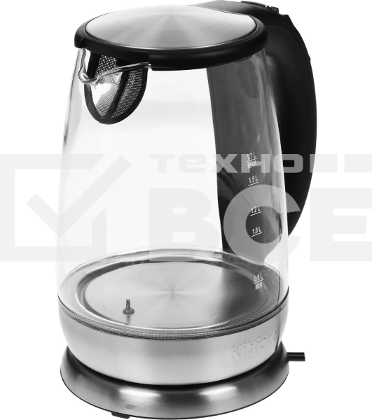 Чайник электрический Kitfort КТ-628 1.7 л, 2200 Вт, серебристый (корпус: стекло)