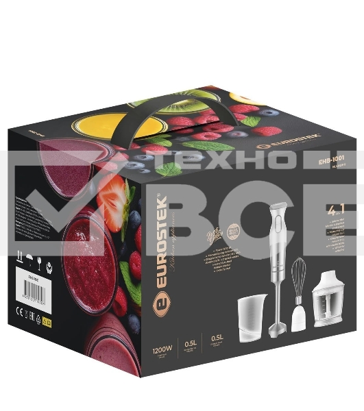 Блендер погружной EUROSTEK ЕНВ-1001 1.2 кВт, пластик.чаша 500