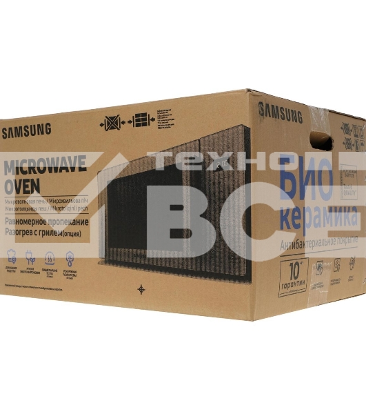 Микроволновая печь Samsung MS23T5018AK/BW черный, 23 л, 800 Вт, переключатели - сенсор