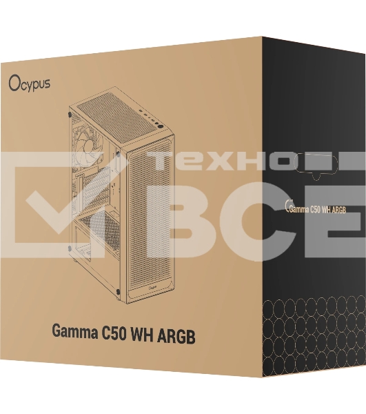 Корпус Ocypus Gamma C50 WH ARGB, Mini-Tower, белый, 4 x 120 мм