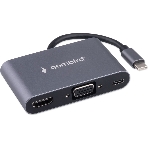 USB-концентратор Gembird UHB-D8, USB Type-C, PD100W, Jack 3,5, HDMI, VGA, USB Type-C, фото 1
