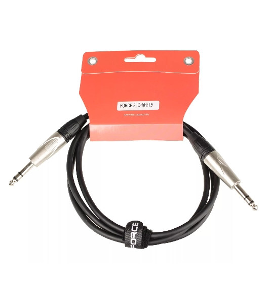 Кабель аудио FORCE FLC-101/1.51/4' TRS Jack - 1/4' TRS Jack, высококачественный стерео, используется для балансного подключения студийных мониторов, диаметр 6 мм, профессиональные металлические разъемы, длина 1,5 м