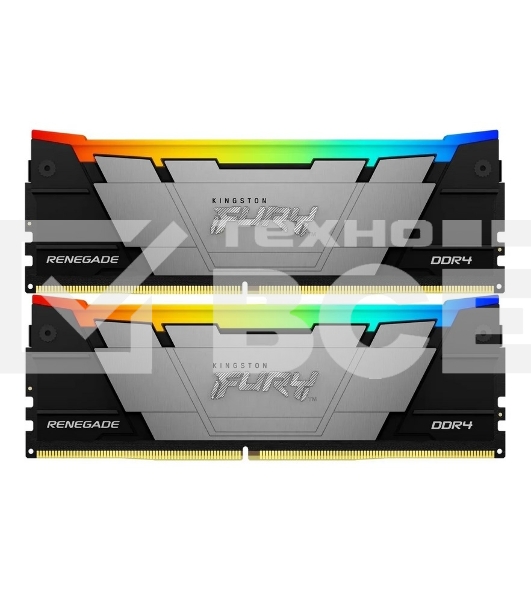 Оперативная память Kingston Fury Renegade, DDR4, 16GB (2x8GB), 3600MHz, CL16, с радиаторами, RGB, серый/черный