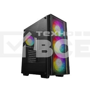Компьютерный корпус Deepcool MATREXX 55 MESH V4 без БП, боковое окно (закаленное стекло), 3xARGB LED 140мм вентилятора спереди, 1xARGB LED 120мм вентилятор сзади, черный, ATX