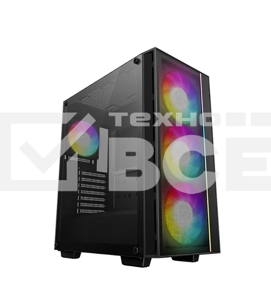Компьютерный корпус Deepcool MATREXX 55 MESH V4 без БП, боковое окно (закаленное стекло), 3xARGB LED 140мм вентилятора спереди, 1xARGB LED 120мм вентилятор сзади, черный, ATX