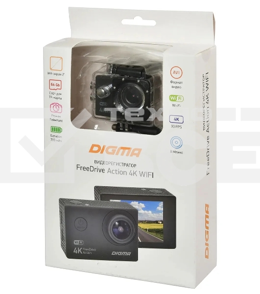 Видеорегистратор Digma FreeDrive Action 4K WiFi черный 8Mpix 2160x3840 2160p 140гр.