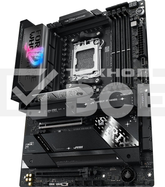 Материнская плата ASUS ROG STRIX X870E-E GAMING WIFI, AM5, AMD X870E, 4xDDR5, 4xSATA, 5xM.2, 1xPCI-E 5.0 x16, 1xPCI-E 4.0 x4, 1xHDMI, 1xUSB-C 3.2 Gen 2, 1xUSB-C 3.2 Gen 2x2, 2xUSB-C 4.0, 1x 5Gb LAN, 9xUSB-A 3.2 Gen 2, 2x3.5 мм, TOSLINK, 1xWi-Fi 7, ATX