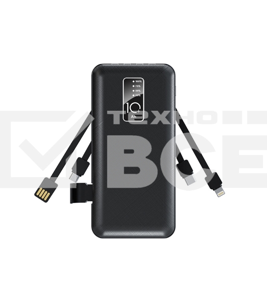Портативное зарядное устройство Rexant Power Bank (аккумуляторная батарея) 10000 mAh, черное