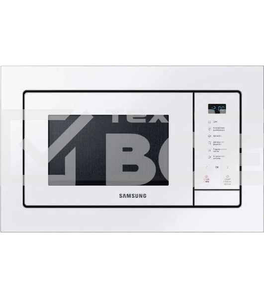 Микроволновая печь встраиваемая Samsung MS23A7118AW/BW белый, 23 л, 800 Вт, переключатели - сенсор