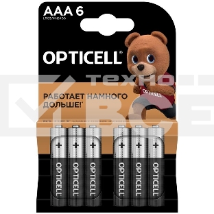 Элемент питания алкалиновый AAA/LR03 (блист. 6шт) Basic Opticell 5051007