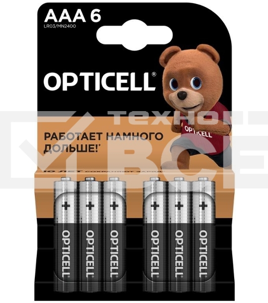 Элемент питания алкалиновый AAA/LR03 (блист. 6шт) Basic Opticell 5051007