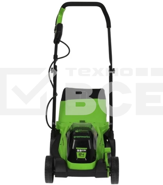 Газонокосилка аккумуляторная GreenWorks GD24LM33k2, 24v, 33 см, 1хАКБ 2Ач и ЗУ (2516107UA)